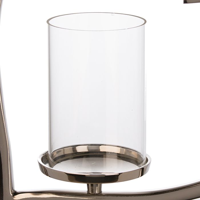 Silberner herzförmiger Leuchter mit mittig einsetzbarem Glaszylinder
